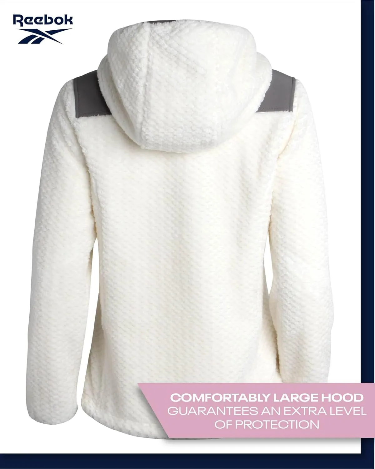 Reebok Women's Fleece Zip Up Jacket - Warm Snow Fleece Winter Jacket with Hood - Insulated Winter Jackets for Women (S-XL)