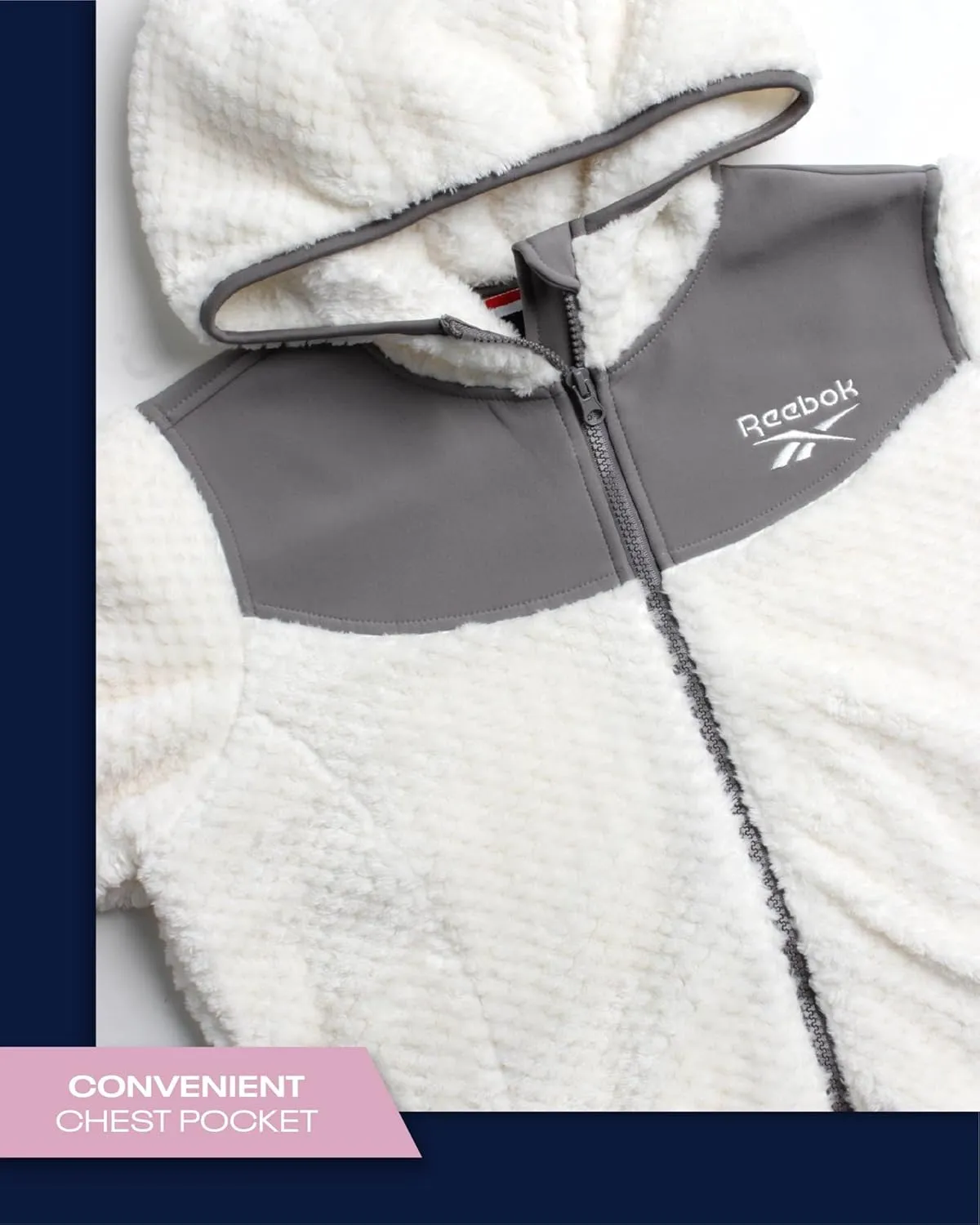 Reebok Women's Fleece Zip Up Jacket - Warm Snow Fleece Winter Jacket with Hood - Insulated Winter Jackets for Women (S-XL)