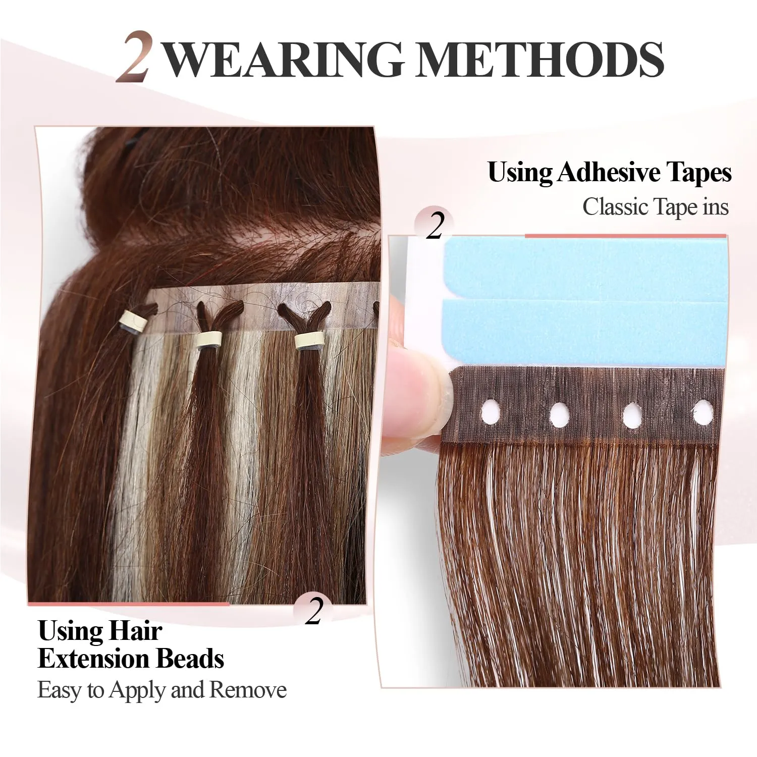 Remy Human Hair Extension Micro Ring PU Hair Extensions Beaded Weft Human Hair Extensions 2# Invisible Skin Weft Tape in Human Hair Extension for Women Dark Brown (35g 4Pcs,16 Inch)
