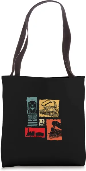 Retro Train Vintage Railroad Oldschool Steam Locomotive Tote Bag