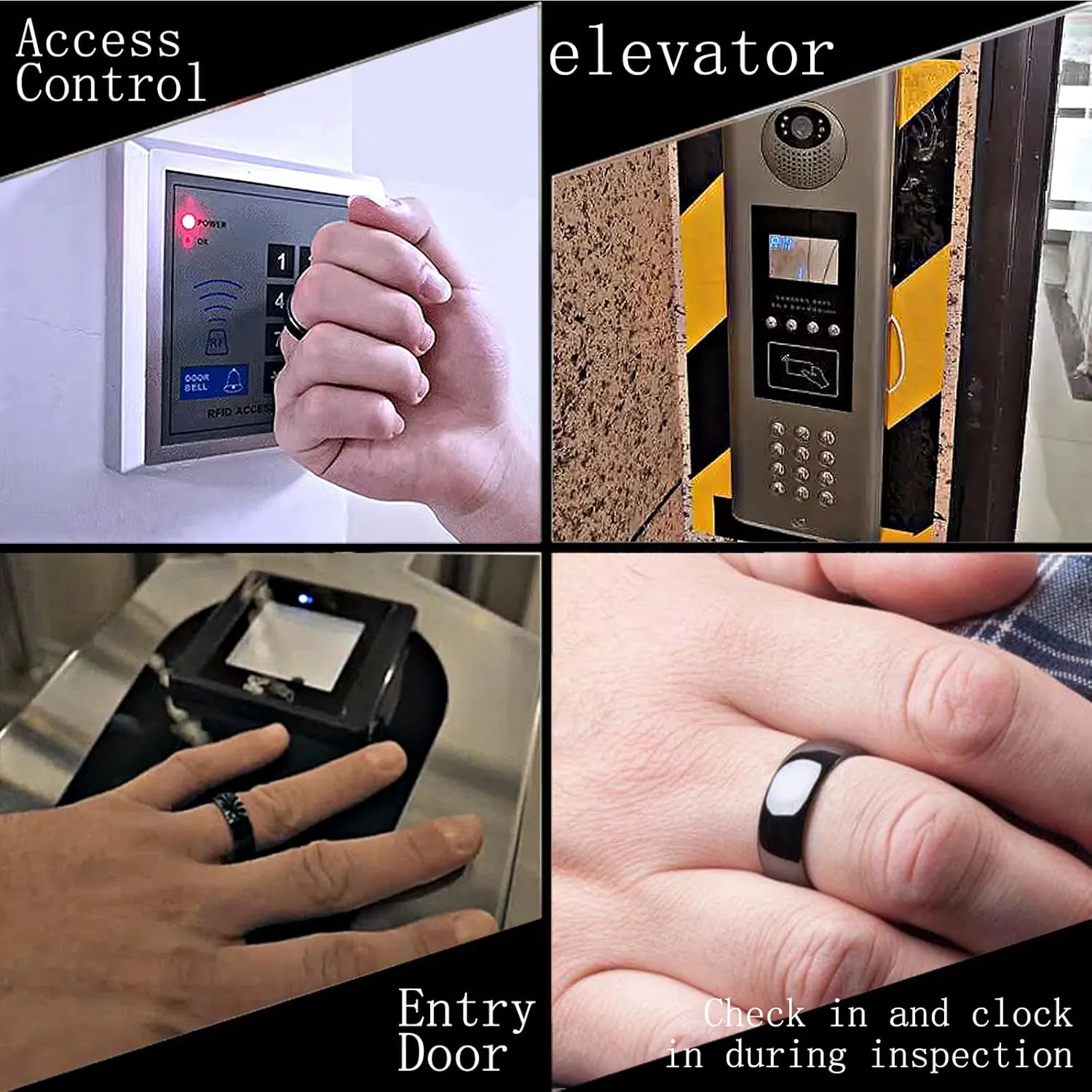 RFID Rewritable 13.56mHz IC Changeable Black Ceramics Smart Ring for Clone Mifare 1K S50 or FM1108 Access Control Key Cards(Black, US 9#)