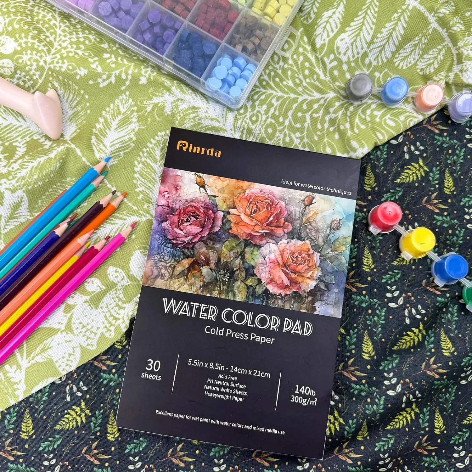 Rinrda Watercolor Pads 5.5x8.5in 3 Pack,90 Sheets of Water Color Paper 140 lb -300GSM Cold Press Acid-Free Paper for Painting & Drawing, Wet, Mixed Media