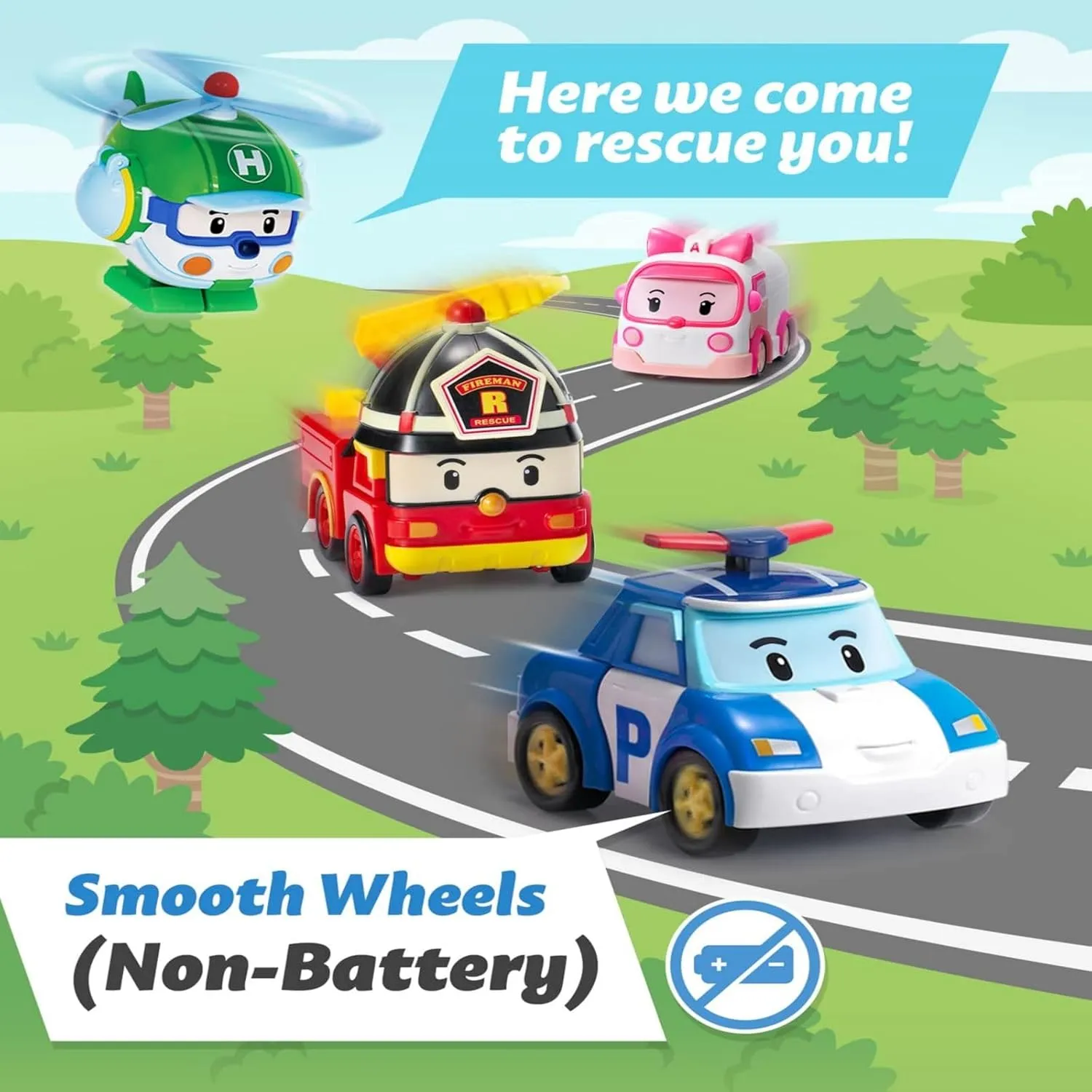 Robocar Poli 4" Transforming Robot - Helly Transforming Helicopter Action Rescue Toy Figure, STEM Educational Gift for Toddlers and Kids Age 1 