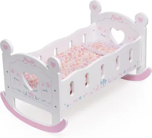 ROBUD Wooden Baby Doll Crib, Baby Doll Bed Toys, for Dolls Up to 18 Inch, Doll Accessories - with Mattress, Pillow, Quilt, Gift for Boys & Girls, Ages 3 