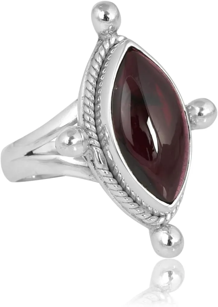 Romantic Radiance Garnet 925 Sterling Silver Ring Gemstone Jewelry