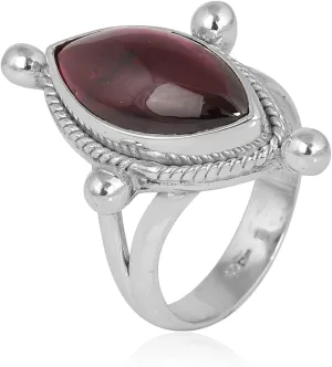 Romantic Radiance Garnet 925 Sterling Silver Ring Gemstone Jewelry
