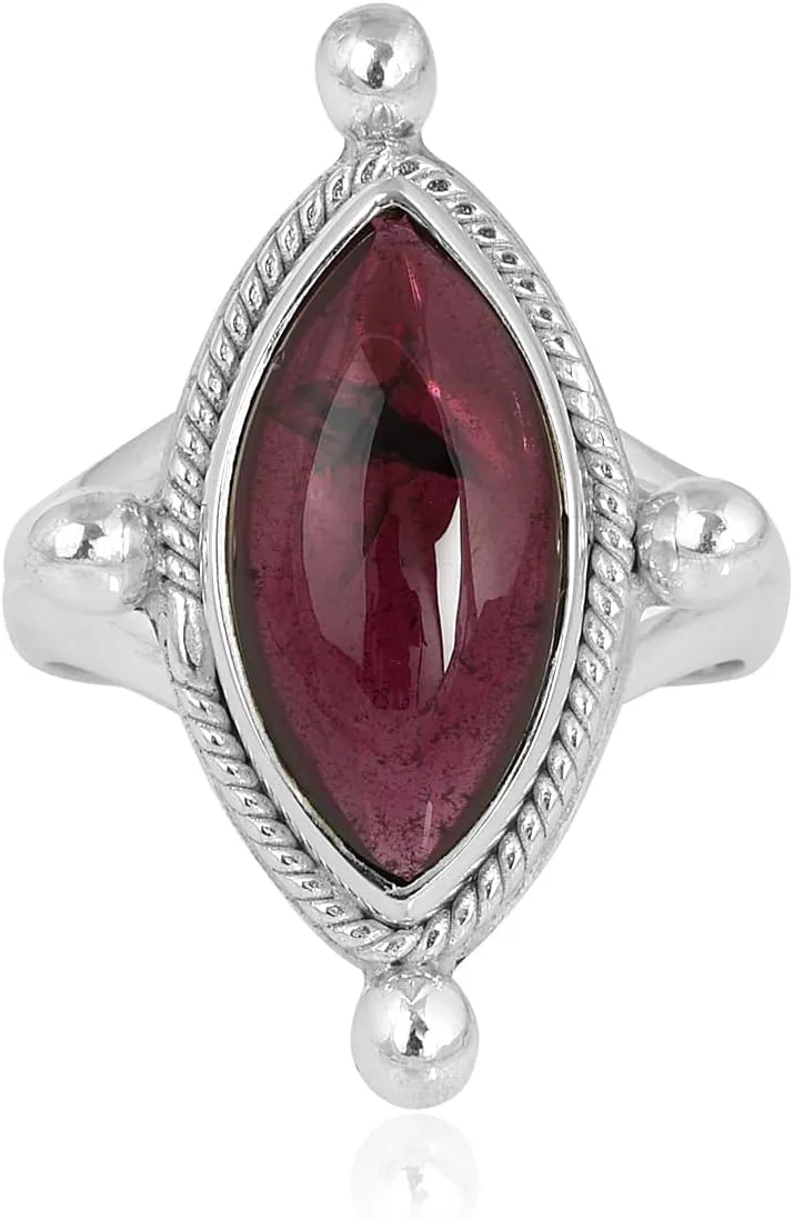 Romantic Radiance Garnet 925 Sterling Silver Ring Gemstone Jewelry
