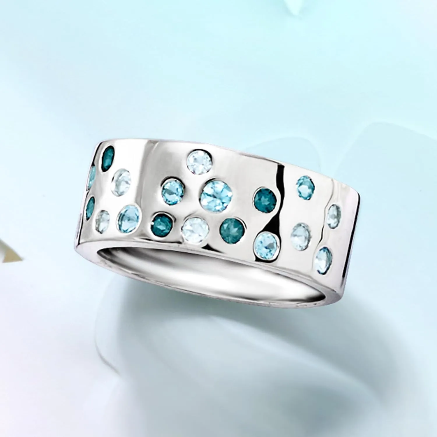 Ross-Simons 0.70 ct. t.w. Tonal Blue Topaz Ring in Sterling Silver