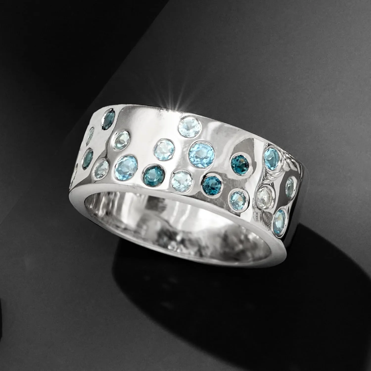 Ross-Simons 0.70 ct. t.w. Tonal Blue Topaz Ring in Sterling Silver