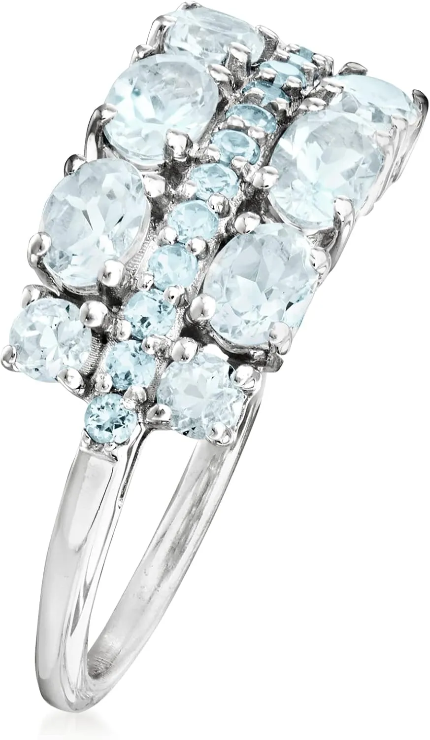 Ross-Simons 1.00 ct. t.w. Aquamarine and .20 ct. t.w. Swiss Blue Topaz Ring in Sterling Silver