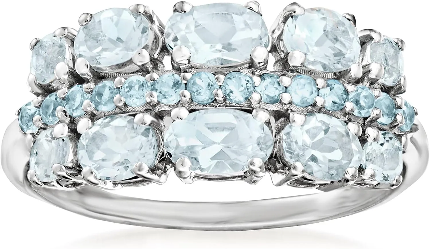 Ross-Simons 1.00 ct. t.w. Aquamarine and .20 ct. t.w. Swiss Blue Topaz Ring in Sterling Silver