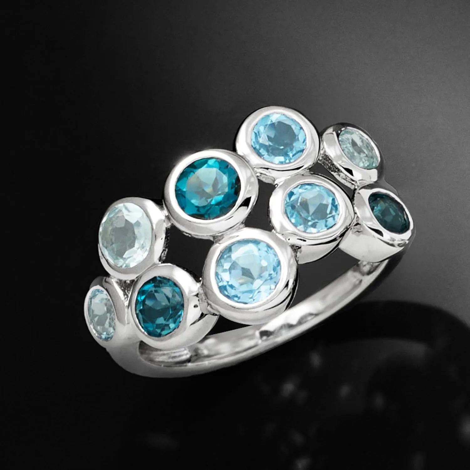 Ross-Simons 2.50 ct. t.w. Tonal Blue Topaz Bubble Ring in Sterling Silver