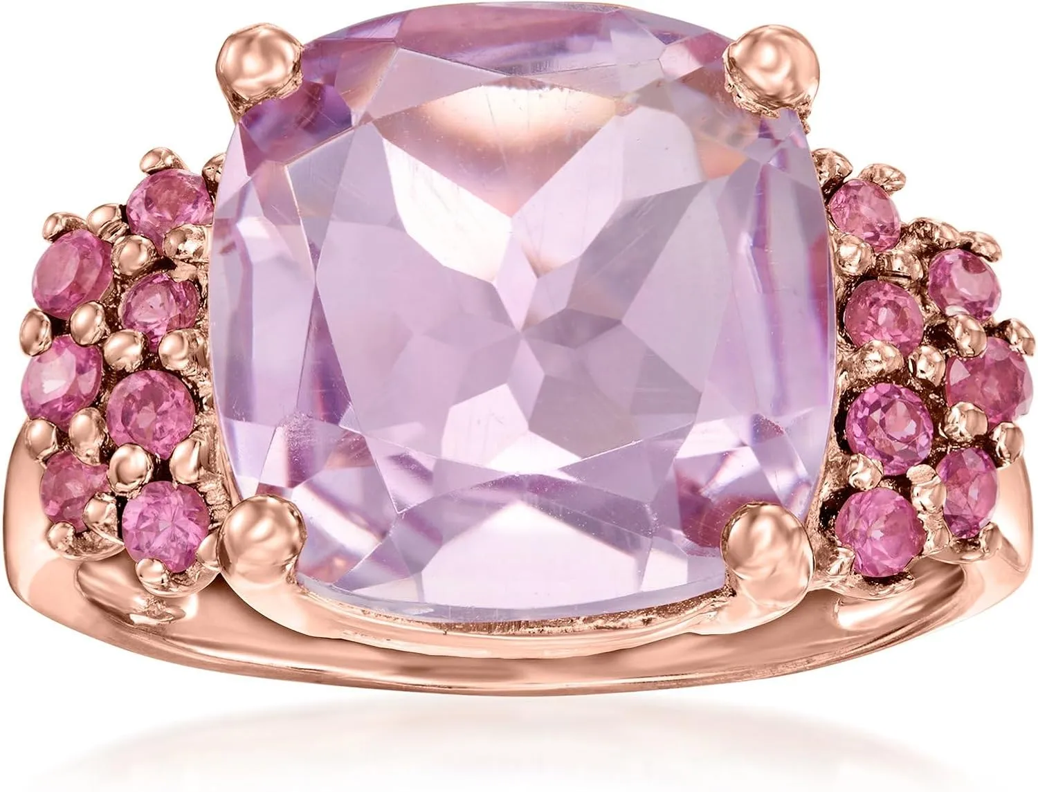 Ross-Simons 4.90 Carat Amethyst and .60 ct. t.w. Rhodolite Garnet Ring in 18kt Rose Gold Over Sterling