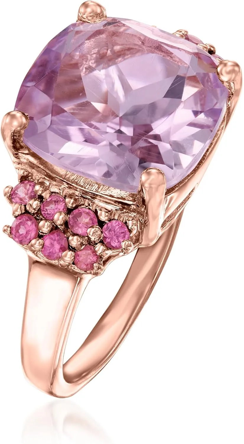 Ross-Simons 4.90 Carat Amethyst and .60 ct. t.w. Rhodolite Garnet Ring in 18kt Rose Gold Over Sterling