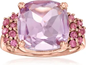 Ross-Simons 4.90 Carat Amethyst and .60 ct. t.w. Rhodolite Garnet Ring in 18kt Rose Gold Over Sterling
