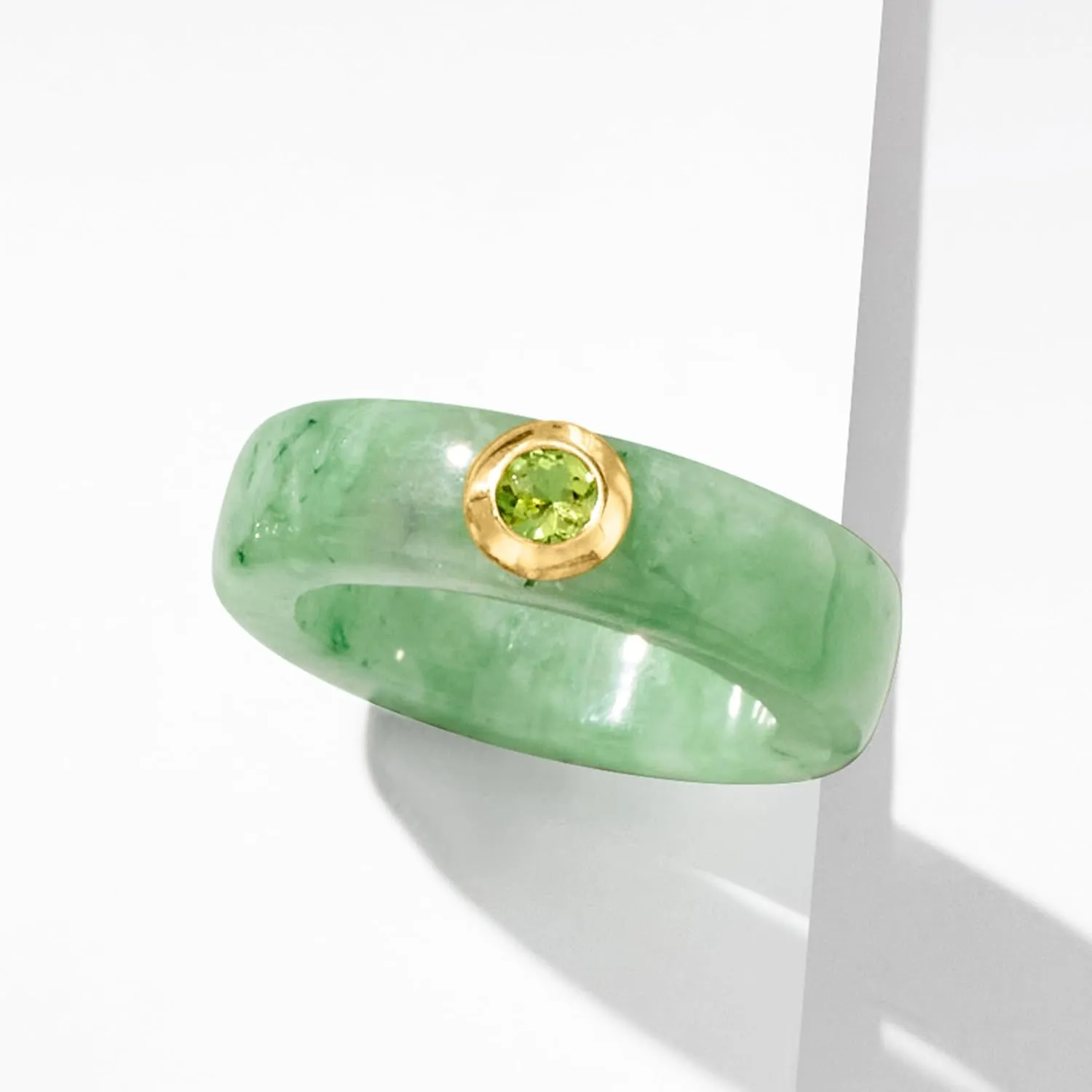 Ross-Simons Jade and .30 Carat Peridot Ring With 14kt Yellow Gold