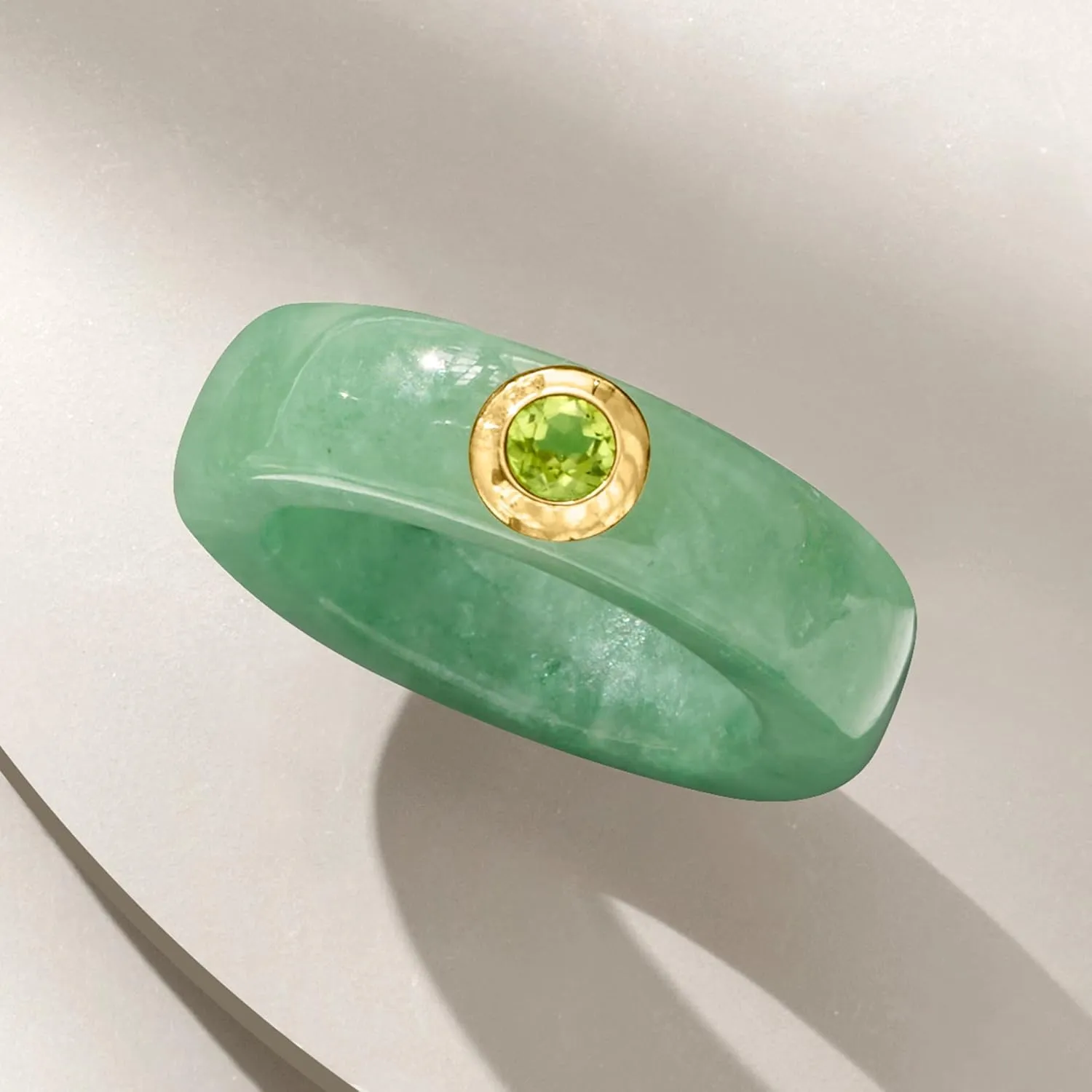 Ross-Simons Jade and .30 Carat Peridot Ring With 14kt Yellow Gold