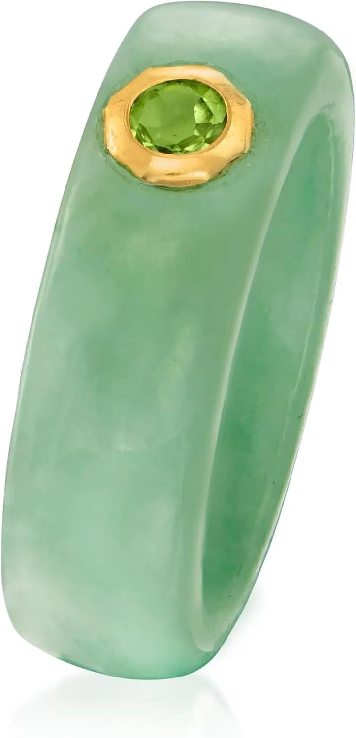 Ross-Simons Jade and .30 Carat Peridot Ring With 14kt Yellow Gold