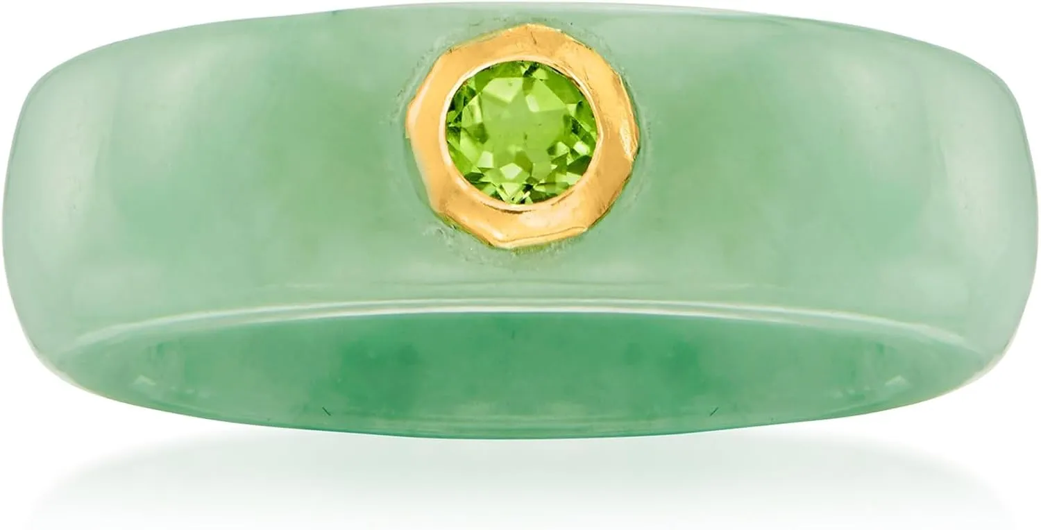 Ross-Simons Jade and .30 Carat Peridot Ring With 14kt Yellow Gold
