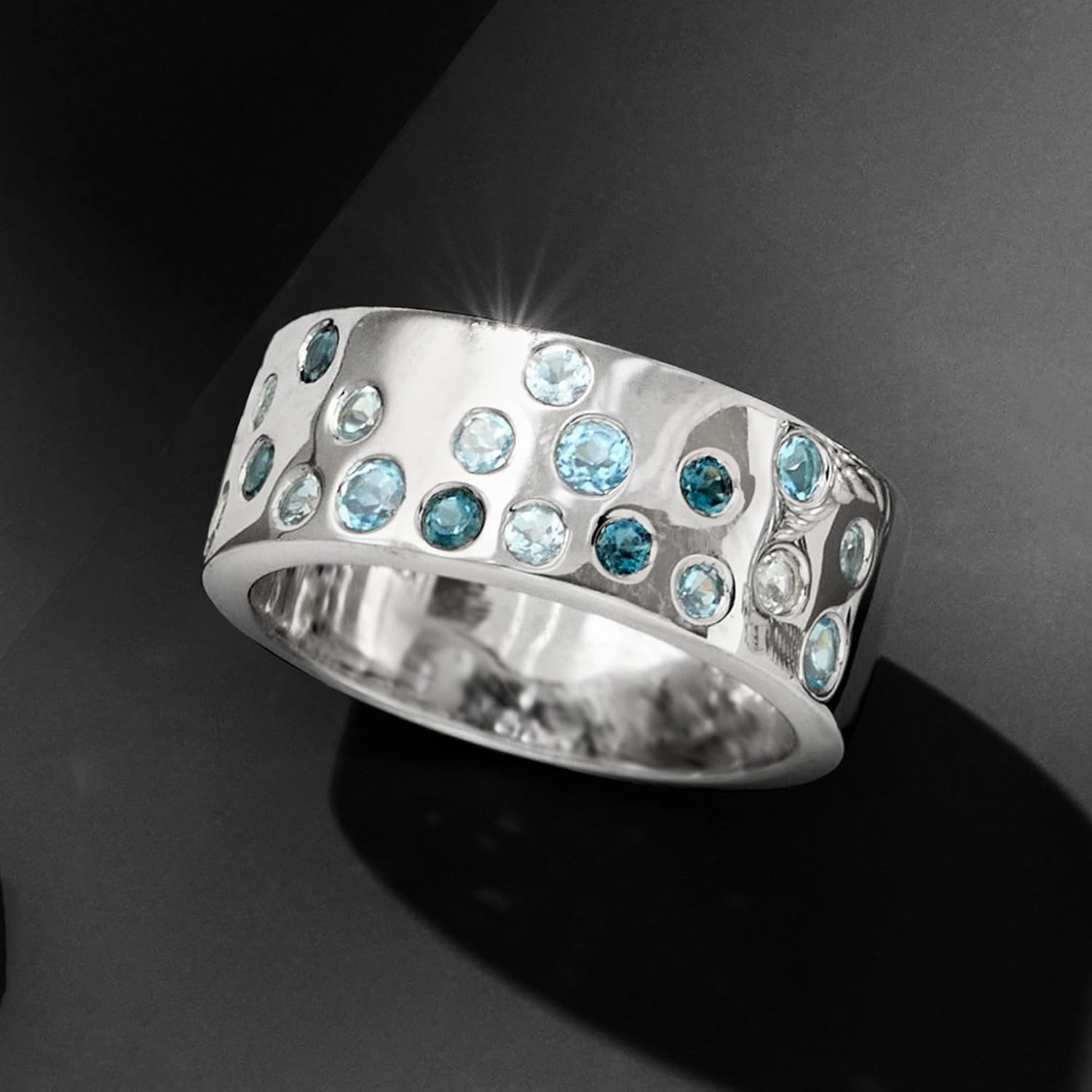 Ross-Simons 0.70 ct. t.w. Tonal Blue Topaz Ring in Sterling Silver