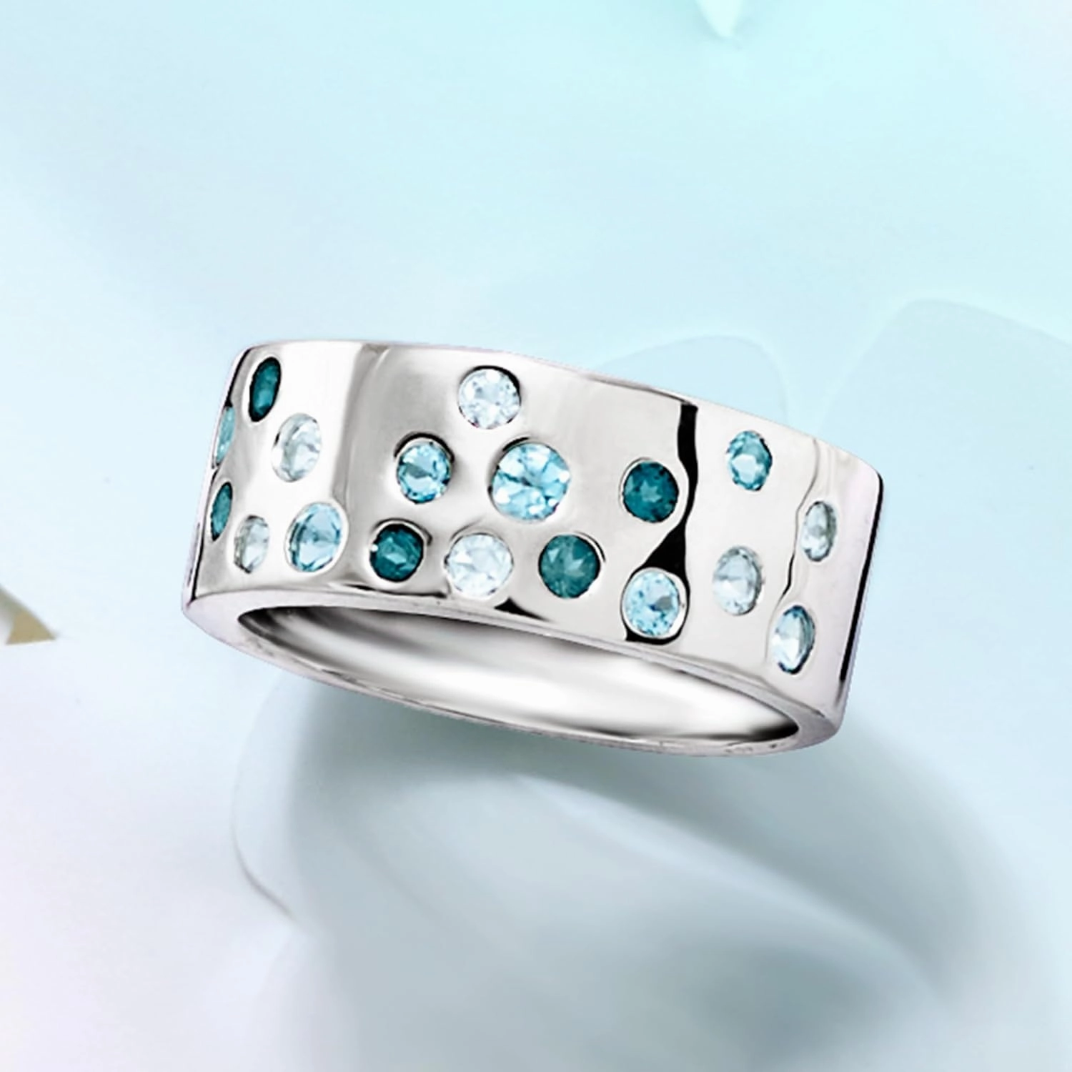 Ross-Simons 0.70 ct. t.w. Tonal Blue Topaz Ring in Sterling Silver
