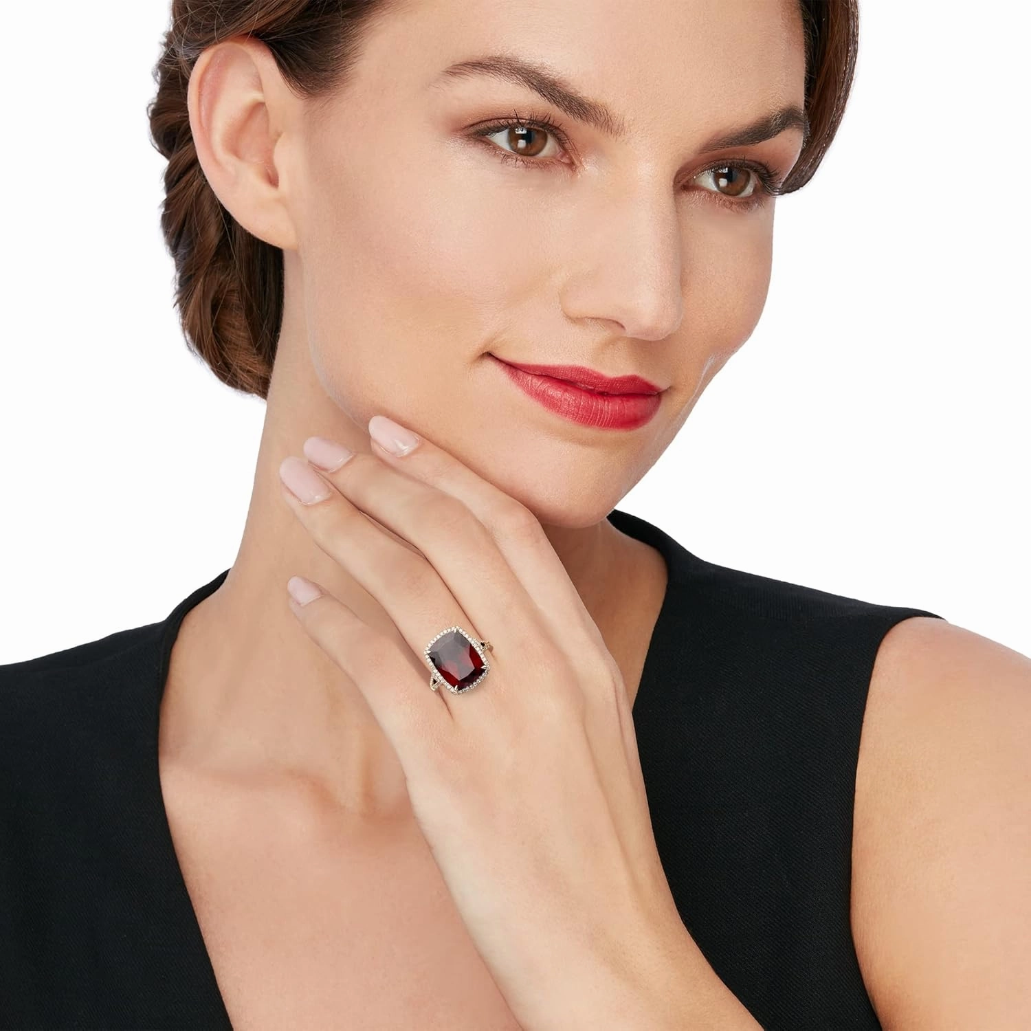 Ross-Simons 13.00 Carat Garnet and .40 ct. t.w. Diamond Ring in 14kt Yellow Gold