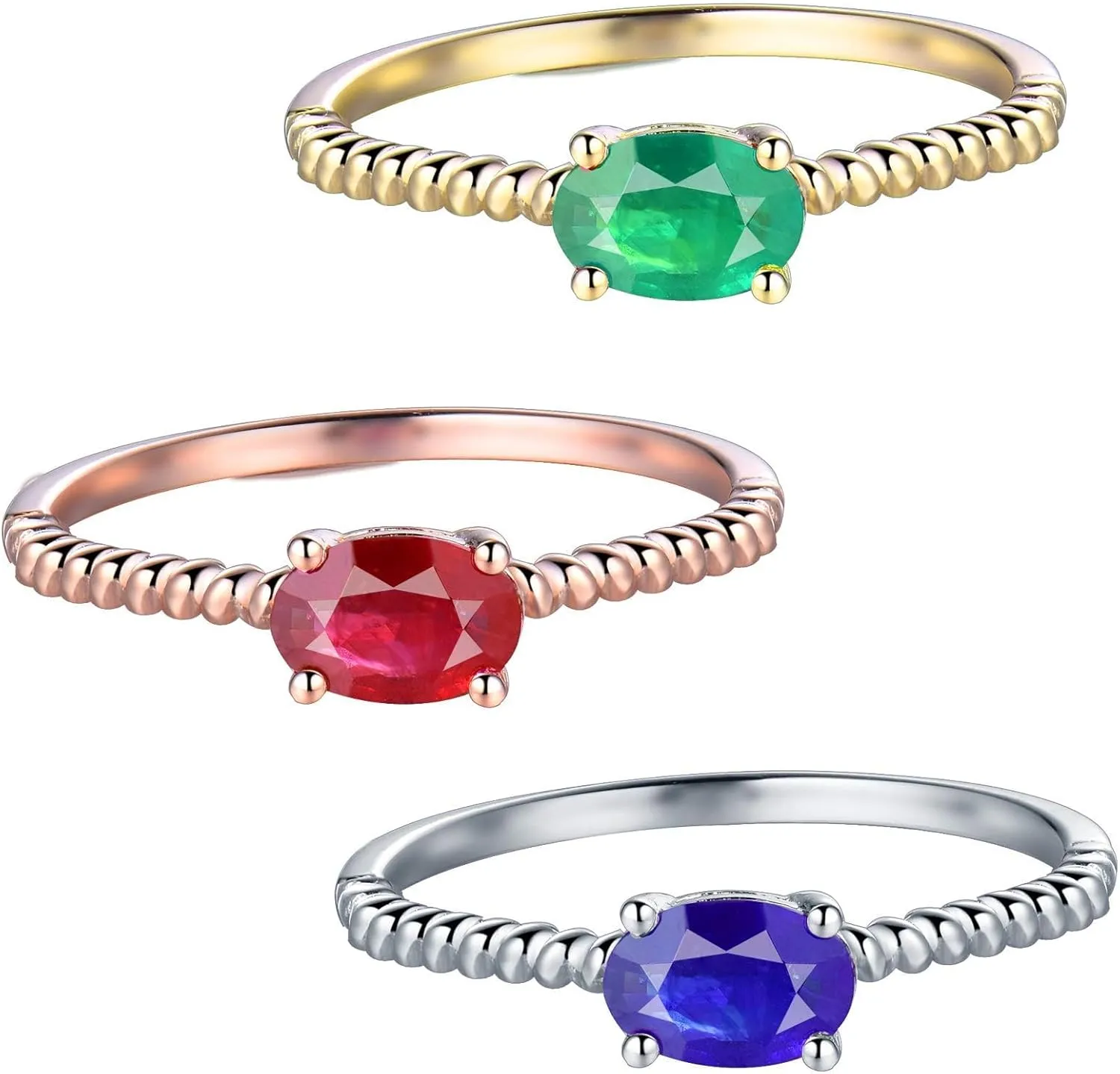 Ruby Ring For Women, 14K Rose Gold Rings - Ruby Red Ring, Natural Oval Shaped Red Ruby Gemstone Rings For Couple Engagement Ring