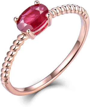 Ruby Ring For Women, 14K Rose Gold Rings - Ruby Red Ring, Natural Oval Shaped Red Ruby Gemstone Rings For Couple Engagement Ring