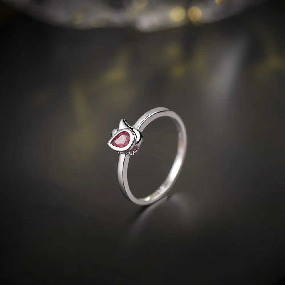 Ruby Ring For Women, 14K White Gold Ring - Red Ruby Ring, Natural Ruby Gemstone Vintage Red Stone Rings For Couple Engagement Ring & Wedding Band