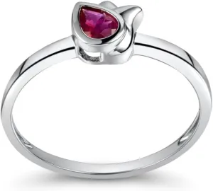 Ruby Ring For Women, 14K White Gold Ring - Red Ruby Ring, Natural Ruby Gemstone Vintage Red Stone Rings For Couple Engagement Ring & Wedding Band