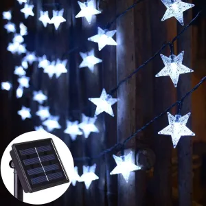 Rynx | Solar Powered Feelys, Cold White Waterproof Solar Pavilion Summer Lights, 30ft 50 LED Solar Lights for Christmas Garden Decoration