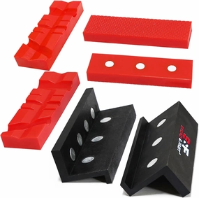 S&F STEAD & FAST 4.5" Soft Jaws for Bench Vise with Z Holder, 2 Pairs, Strongly Magnetic Vise Jaw Pads, TPU, Multi-groove and Textured Inserts, for Clamping, Woodworking, Metal, Plastics