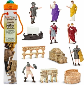Safari Ltd. Ancient Rome Super Toob - Mini Figurines: Gladiator, Noblewoman, Centurion, Senator, Caesar, Emperor, Colosseum, Aqueduct, Pantheon & More - Educational Toy for Boys, Girls & Kids 3 