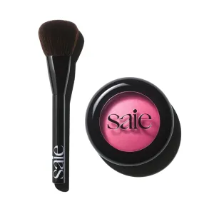 Saie Blush & Brush Duo - SuperSuede Baked Blush in Amore (.01 oz) & Powder Blush Brush - Talc-Free, Moisturizing Blush with Vegan, Fluffy Brush for Seamless Application