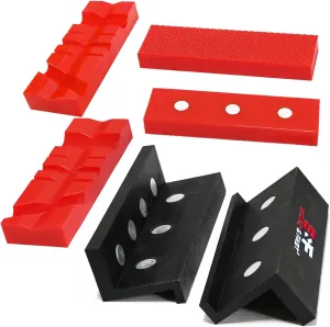 S&F STEAD & FAST 4.5" Soft Jaws for Bench Vise with Z Holder, 2 Pairs, Strongly Magnetic Vise Jaw Pads, TPU, Multi-groove and Textured Inserts, for Clamping, Woodworking, Metal, Plastics