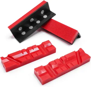 S&F STEAD & FAST Soft Jaws for Bench Vise 4.5 inch, 2 pairs, Strongly Magnetic Vise Jaw Pads, TPU, Multi-Groove and Textured Inserts, for Clamping Woodworking Metal Plastics