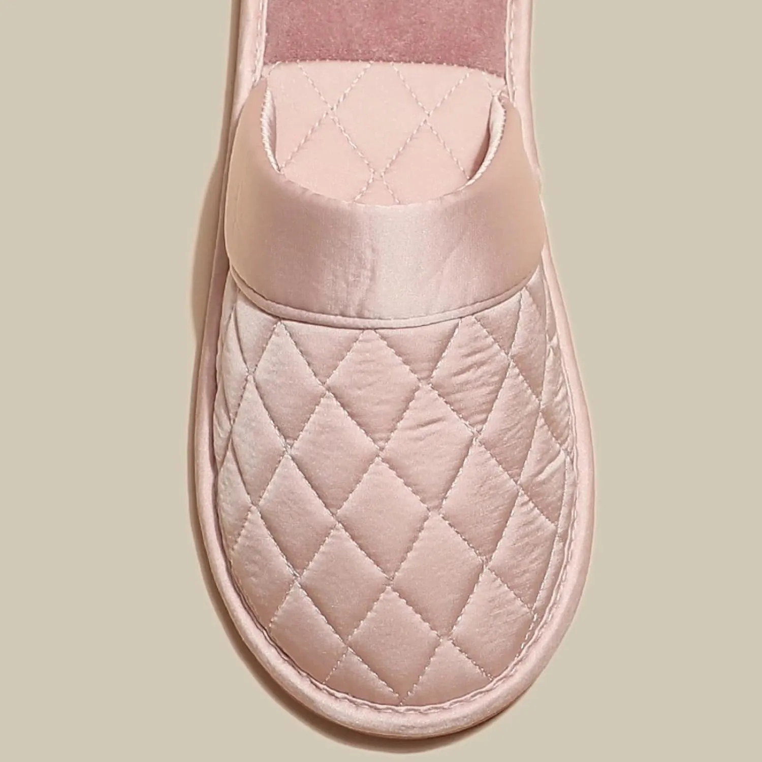 Satin Couple Home Slippers for Spring & Autumn, Indoor Closed-Toe Bedroom Slip-ons with Rhombic Pattern