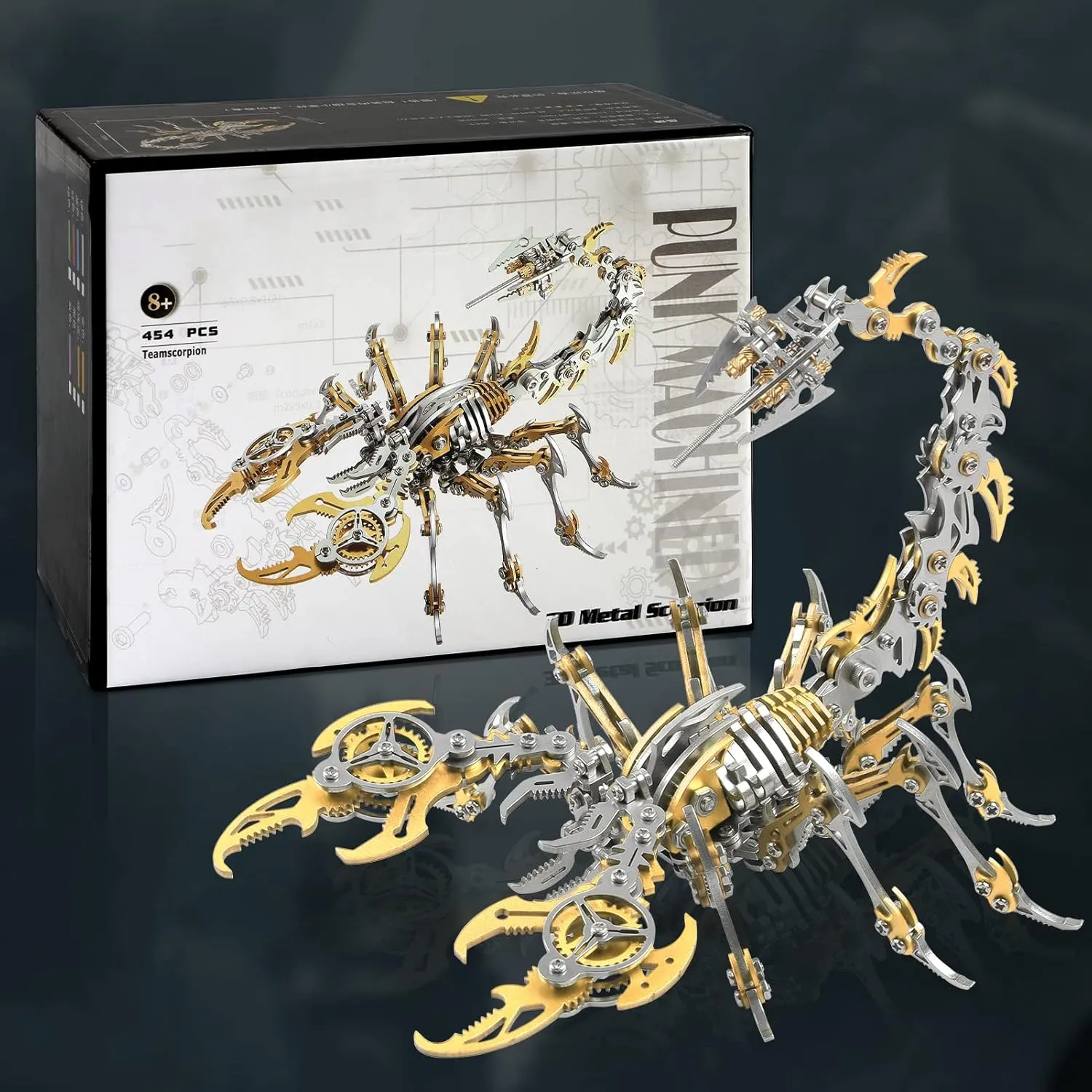 Scorpion 3D Metal Puzzles Kits for Adults Teens – 454 Pcs – Mechanical Assembly Models – 4 Hours to Build – Ideal for Gifts and Decorations (Golden)