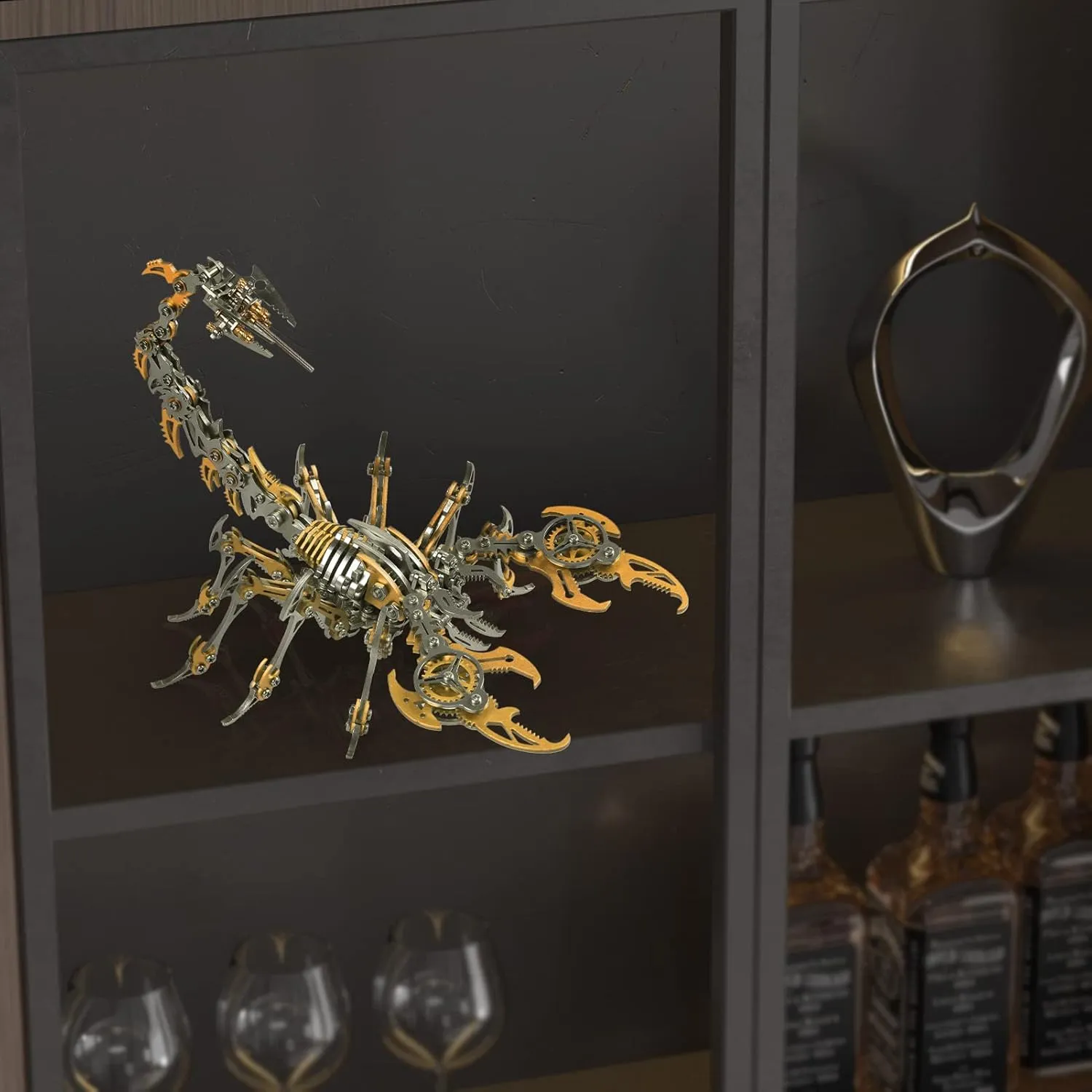 Scorpion 3D Metal Puzzles Kits for Adults Teens – 454 Pcs – Mechanical Assembly Models – 4 Hours to Build – Ideal for Gifts and Decorations (Golden)