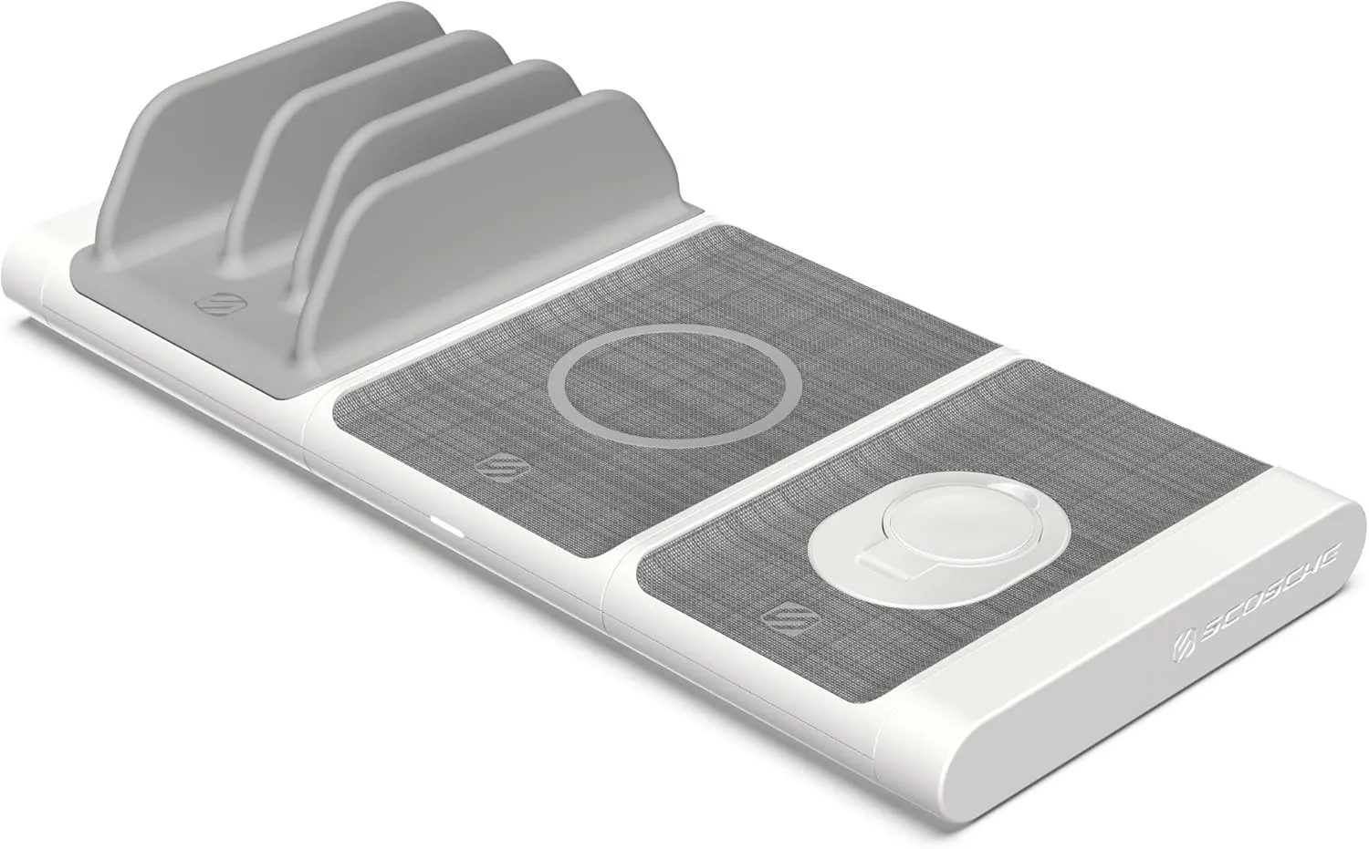 Scosche BLKIT1WT BaseLynx Modular Charging System Includes a Qi-Certified Wireless Charging Station, Apple Watch Charger & a Multi Device Charging Station with One USB-C & Two USB-A Charging Ports