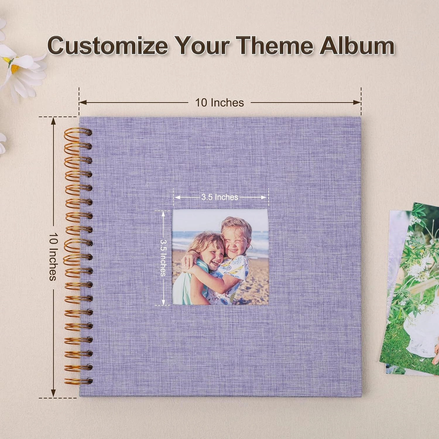Scrapbook Photo Album 10x10 Inches 40 Pages Hardcover Kraft Paper Linen Cover Scrap Book Memory Book DIY Scrapbook Albums for Wedding Baby Boyfriend Travel Anniversary Family, Purple