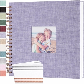 Scrapbook Photo Album 10x10 Inches 40 Pages Hardcover Kraft Paper Linen Cover Scrap Book Memory Book DIY Scrapbook Albums for Wedding Baby Boyfriend Travel Anniversary Family, Purple