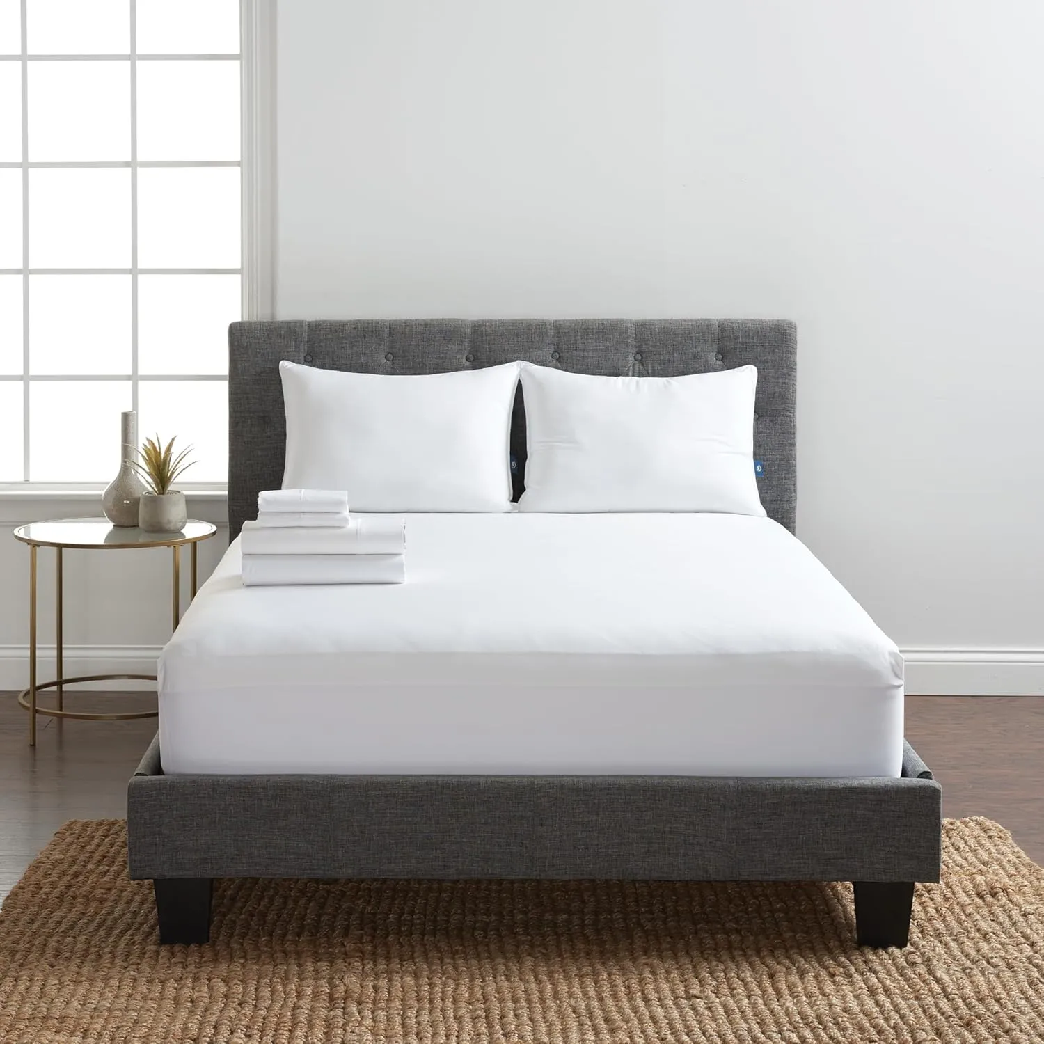 Serta Classic Bedding Bundle - Contains a Twin XL Size Mattress Protector and Sheet Set Along with One Standard Pillow - CertiPUR-US Certified