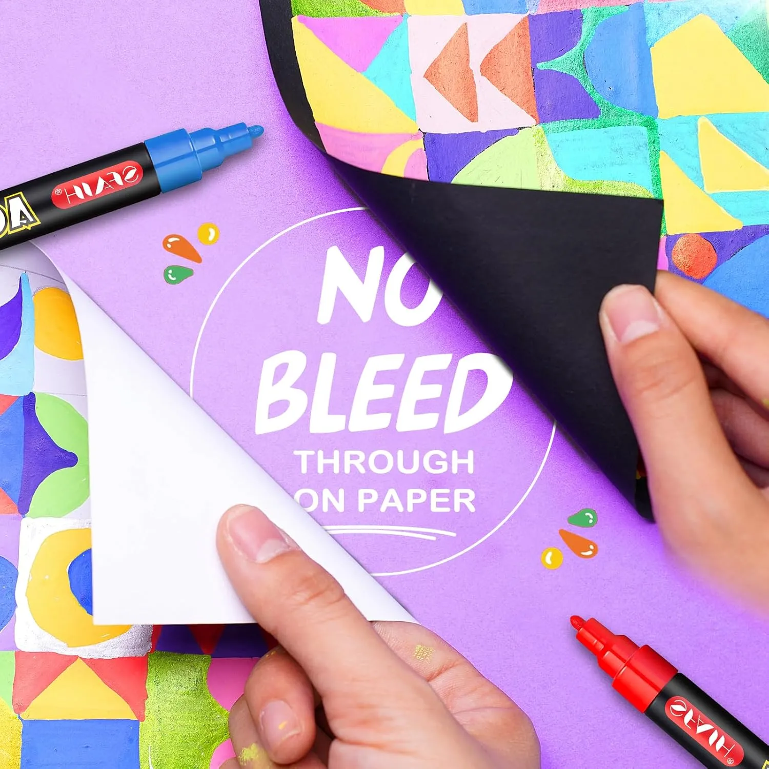 SFAIH Acrylic Creative Markers - 3mm Replaceable Nibs 24 Colors, Large Ink Capacity, Ultra-High Coverage, Non-Bleeding Water-Based Ink, Drawing Markers for Art Supplies, Wood, Fabric, Rock Painting