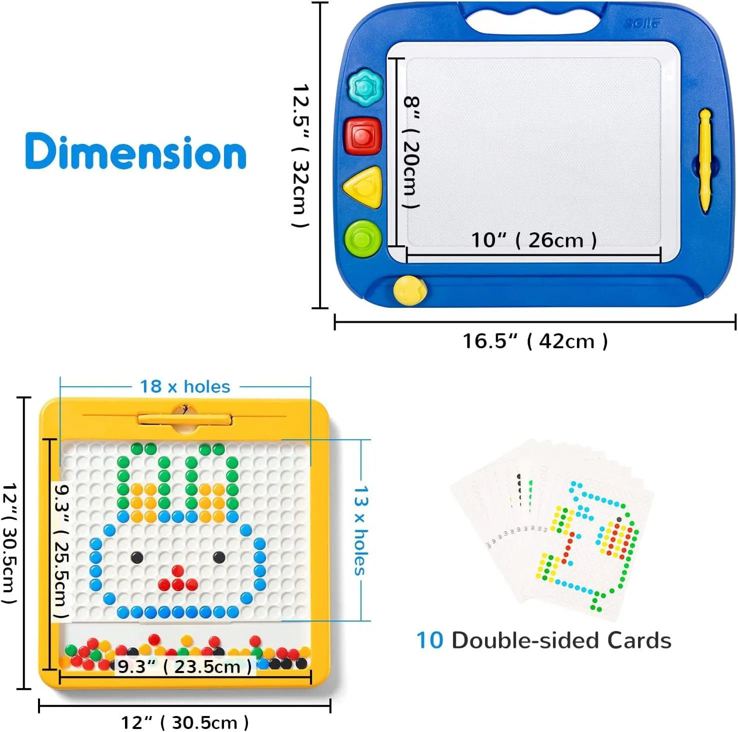 SGILE 2 Pack Magnetic Drawing Board, Magna Dots Doold Pad and Large Magnet Sketch Tablet for Kids, Early Learning Sensory Art Toddler Toys Preschool Travel Gifts for Boys Girls Age 18 Month 