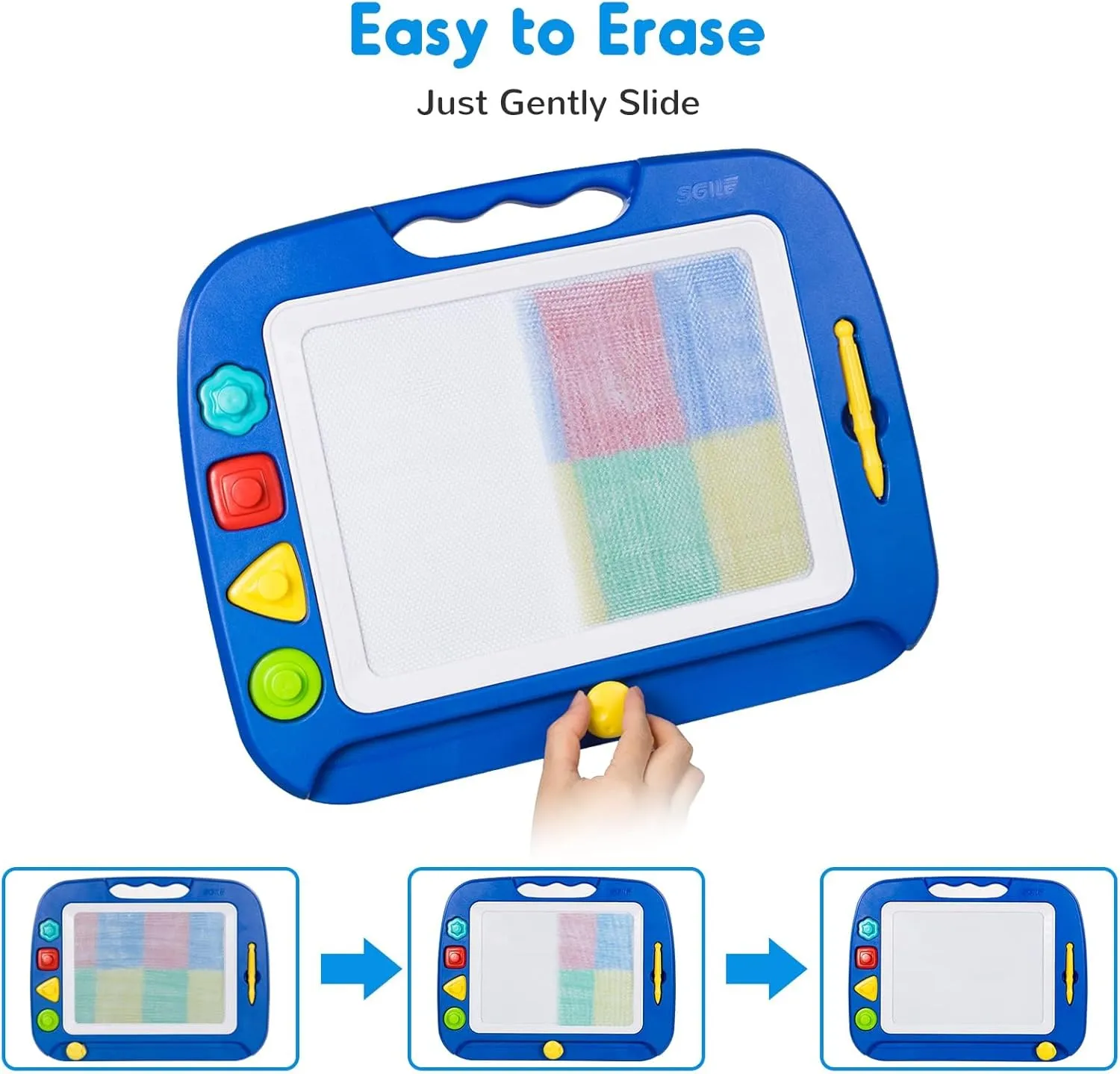 SGILE 2 Pack Magnetic Drawing Board, Magna Dots Doold Pad and Large Magnet Sketch Tablet for Kids, Early Learning Sensory Art Toddler Toys Preschool Travel Gifts for Boys Girls Age 18 Month 