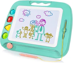 SGILE Large Magnetic Drawing Board - 4 Colors 16×13in Doodle Pad with 4 Stamps for Toddlers, Learning Toy Board Etch Sketch Gift for 36  Month Kids Girls Boys, Green