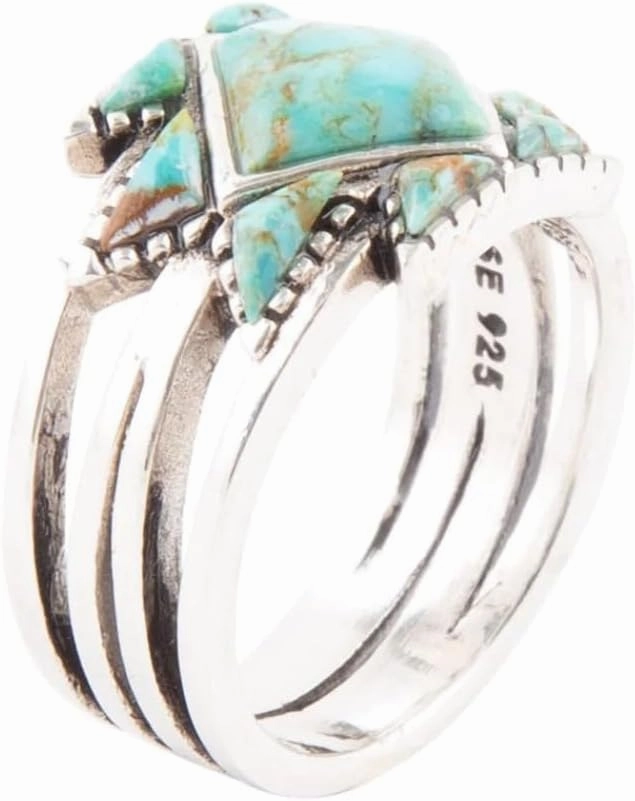 Sharp Turquoise and Sterling Silver Ring