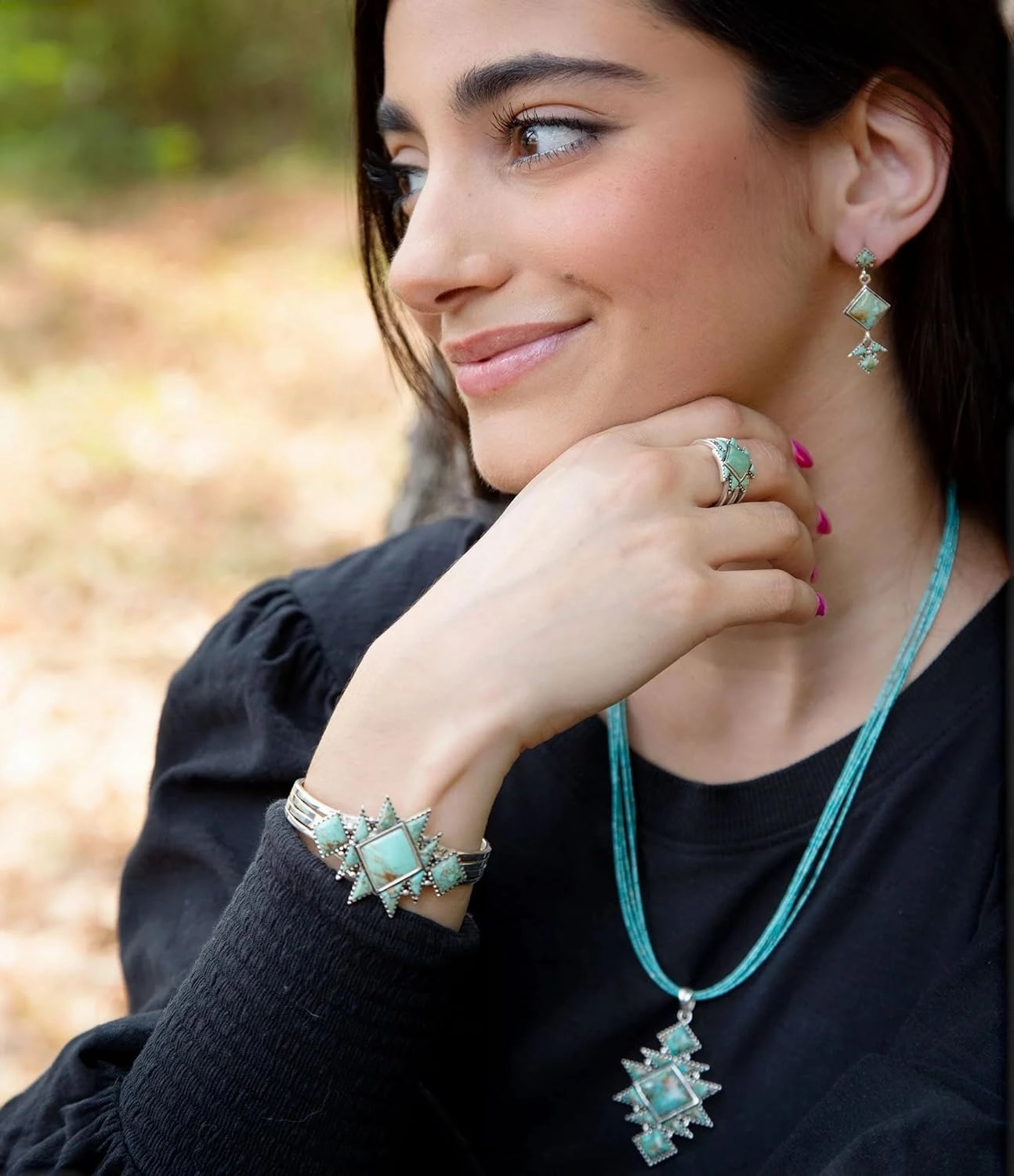 Sharp Turquoise and Sterling Silver Ring