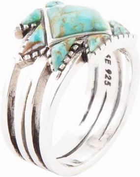 Sharp Turquoise and Sterling Silver Ring